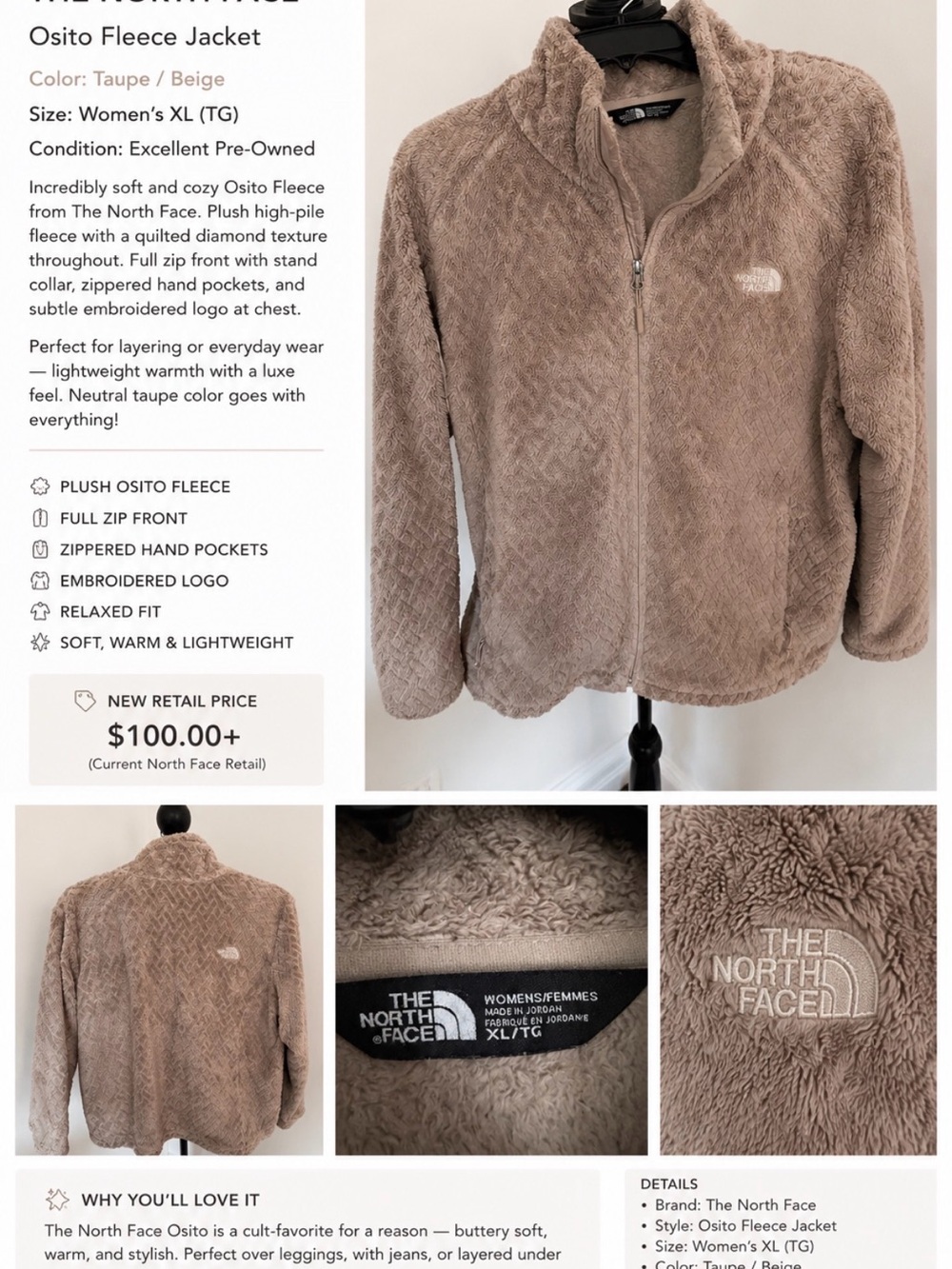 The North Face Women's Osito Teddy Jacket - Taupe